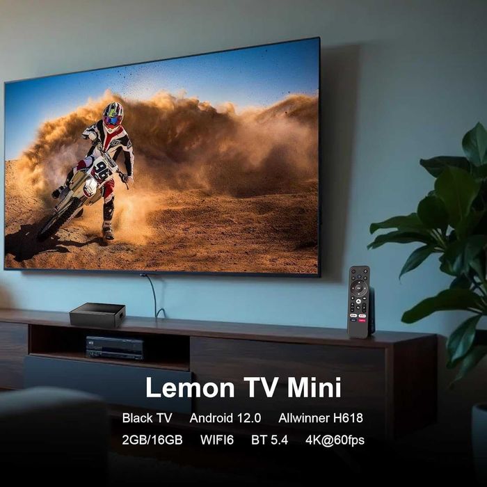 Мини Android TV Box Lemon TV - Android 12, WiFi 6 и Гласово