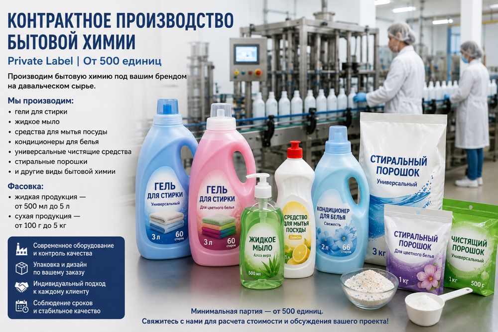 Контрактное производство бытовой химии | Private Label | От 500 шт
