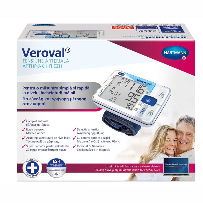 Tensiometru pentru incheietura Veroval, Detectie aritmie, Display XXL