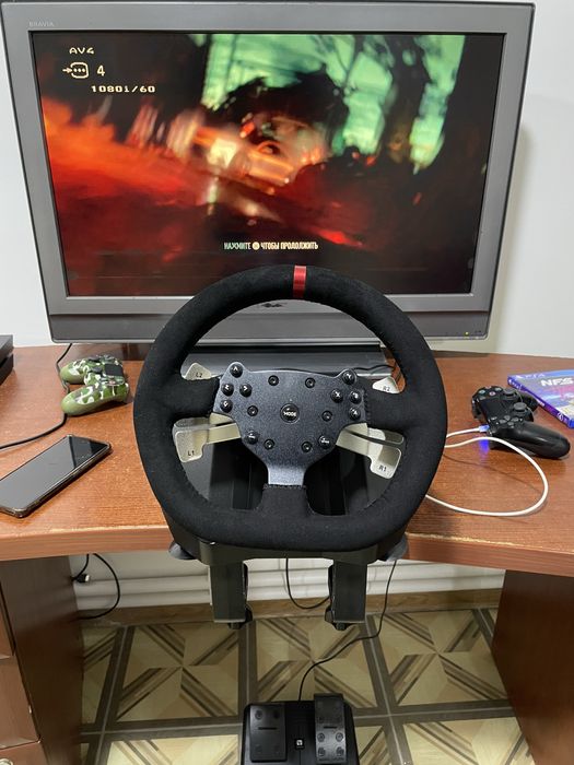 Игровой руль artplays v-1200 черный для пс 4- пс 3  xbox пк