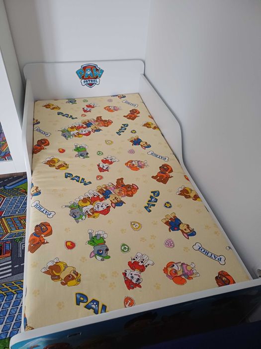 Pat copil, 140x70 cm Patrula Catelusilor cu saltea