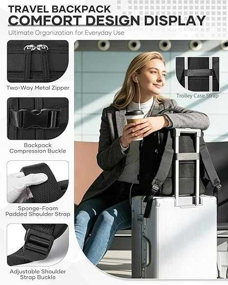 Rucsac calatorie avion cu vacuum, 47x22x31cm, NOU, Factura