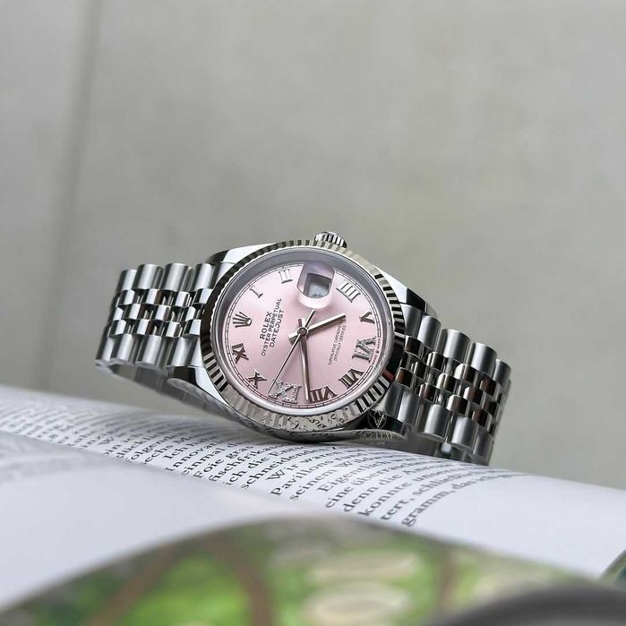rolex datejust 36mm pink dial silver