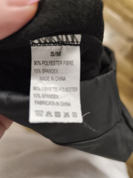 Colanți -pantaloni din piele ecologica cu talie înaltă și nasturi aurii mărime s