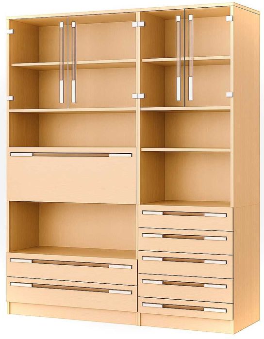 Цена - 40€. Два Компактни Модула за Дневна стая в цвят Млечен Дъб/Бук