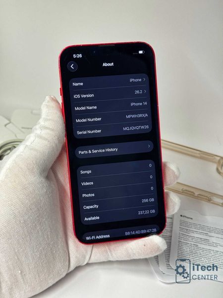 iPhone 14, 256GB, RED, 100% батерия, 1г. пълна ГАРАНЦИЯ!