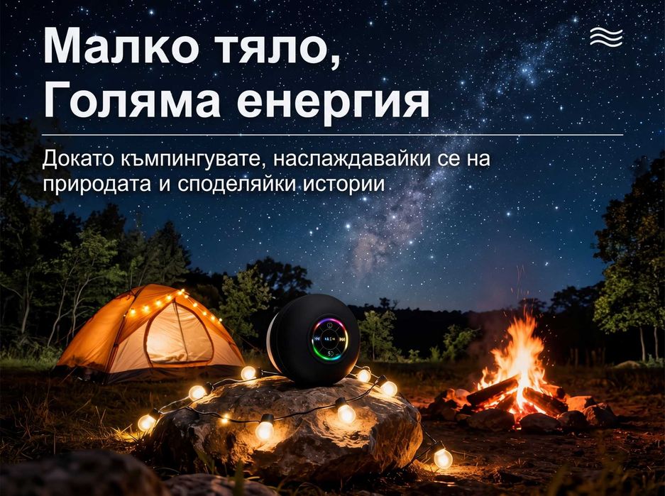 10W Bluetooth колонка за баня с вакуум, RGB светлини, Hifi Bass стерео звук