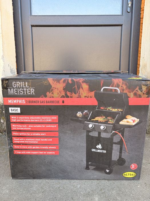 Gratar pe Gaz Grillmeister Memphis cu 2 arzatoare din otel inoxidabil