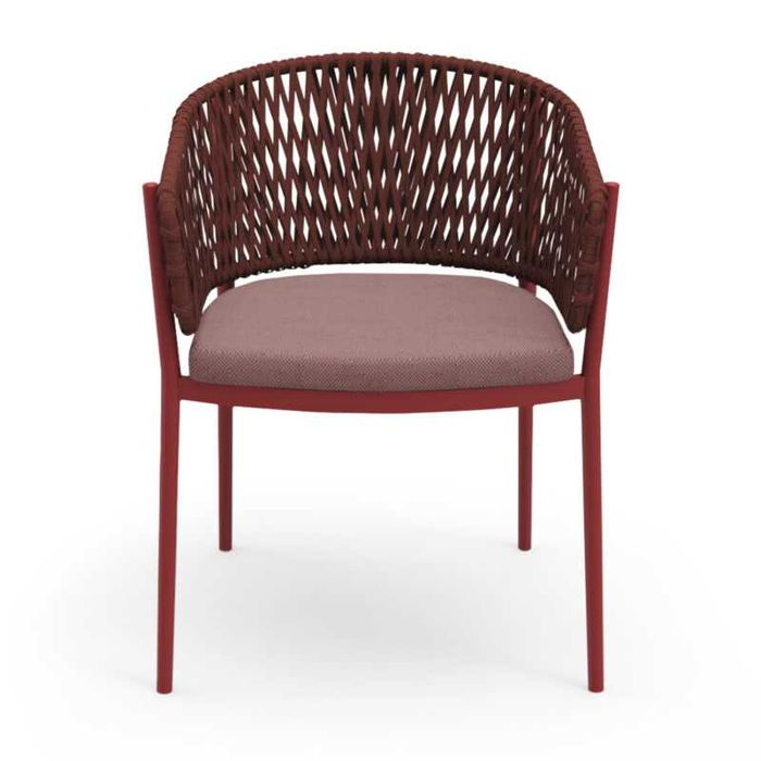 Трапезен стол Camellia, Червен, Кремав, Сив, Текстил, 77.5х78.5х76см.