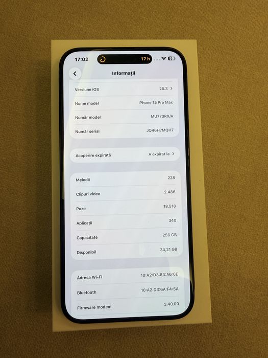 Iphone 15 PRO MAX 256 negru impecabil 10/10