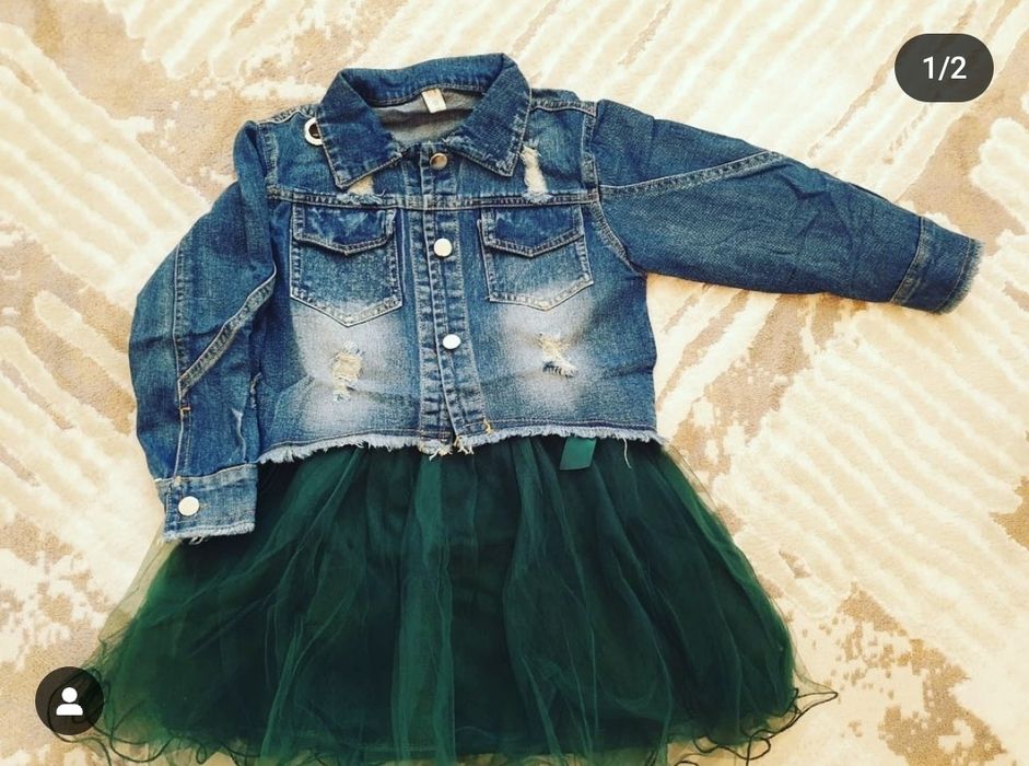 Детская двойка, платье + джинсовка