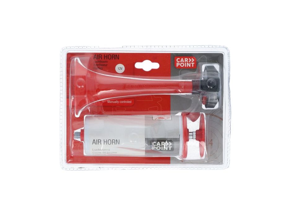 Claxon goarna aer manuala 1 ton, pentru galerie si evenimente sportive, sigur si permis pe stadion, rosu/alb, 5,3 cm