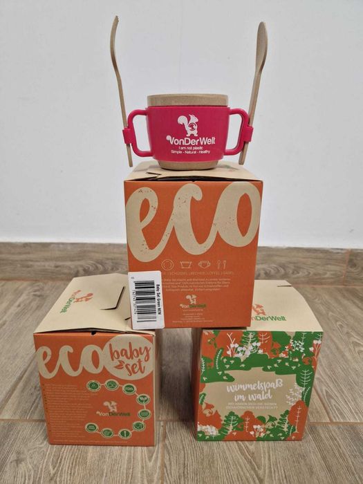 Set vesela hranire bebelusi si copii BIO din coaja de orez