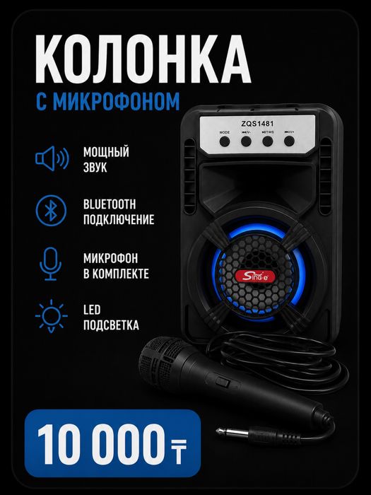 Колонка с микрофоном Sing-e
