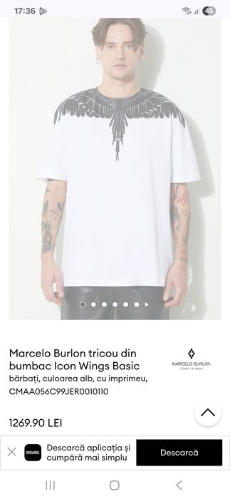 Tricou alb negru Marcelo burlon  / ih nom uh nit