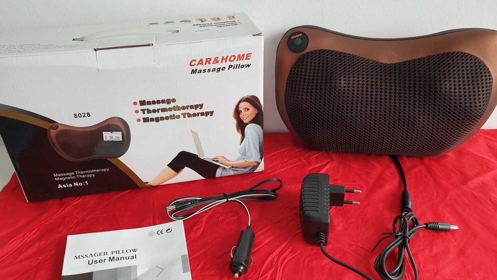 Намален от38лв-Шиацу масаж 8 глави, Възглавница масажор за кола