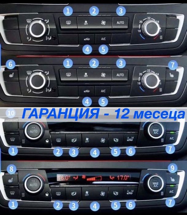 Комплект Капачета бутон копче климатроник BMW F30 F31 F20 F80 бмв ф30