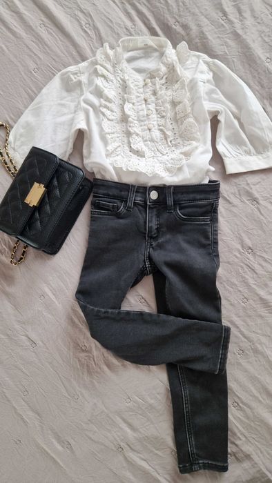 Еластични дънки H&M за момиче черни 3-4 години