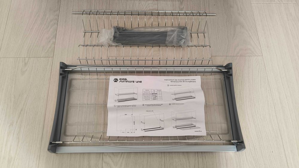 Picurător/Suport bucătarie, pentru vase, 900, inox + plastic, gri, 86.4 x 28 x 8 cm (Dedeman)