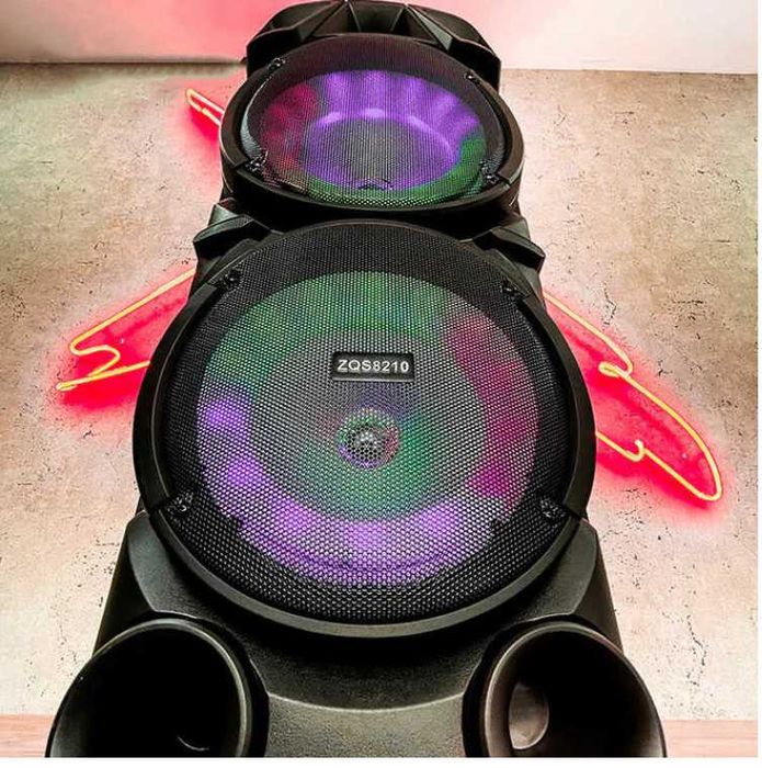 Нова Cobra ZQS8210 2х8 120W ПРЕНОСИМА КАРАОКЕ КОЛОНА цветомузика двоен