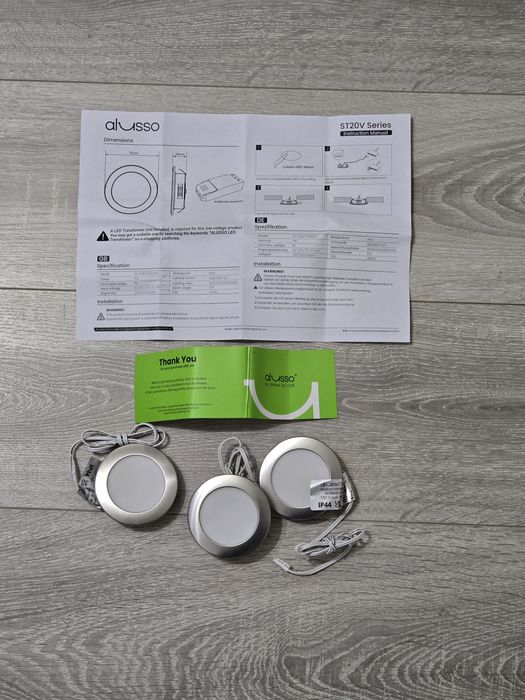 Spoturi LED ALUSSO 3x Dimmable 12-24V – Lumină Caldă & Rece, Nickel