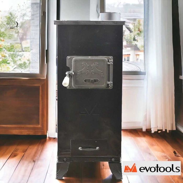 GODIN Soba Lemne Semineu Samotat 7.7kw Negru Cerbi +LIVRARE GRATUITA