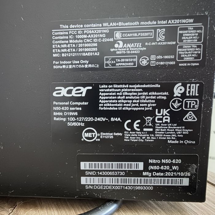 Acer Nitro N50-620/i5-11400F/RTX 3060 Ti/16GB/512GB NVMe
