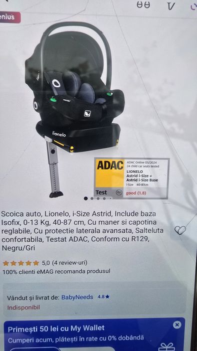 Scoica pentru bebeluși cu isofix