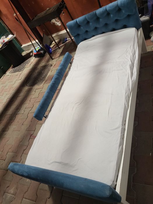 Pat tapițat blue 1 persoana