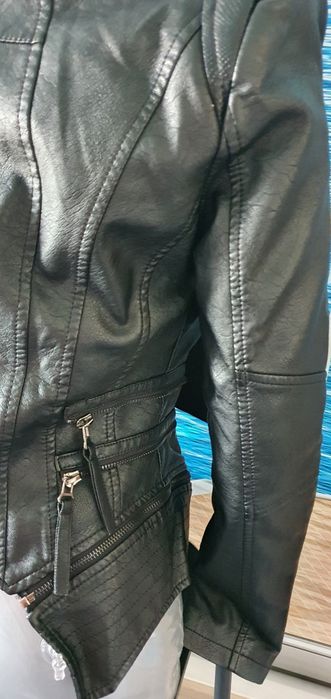 Geacă cambrată imitație piele