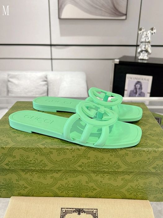 GG Interlocking G Rubber Slide - Green