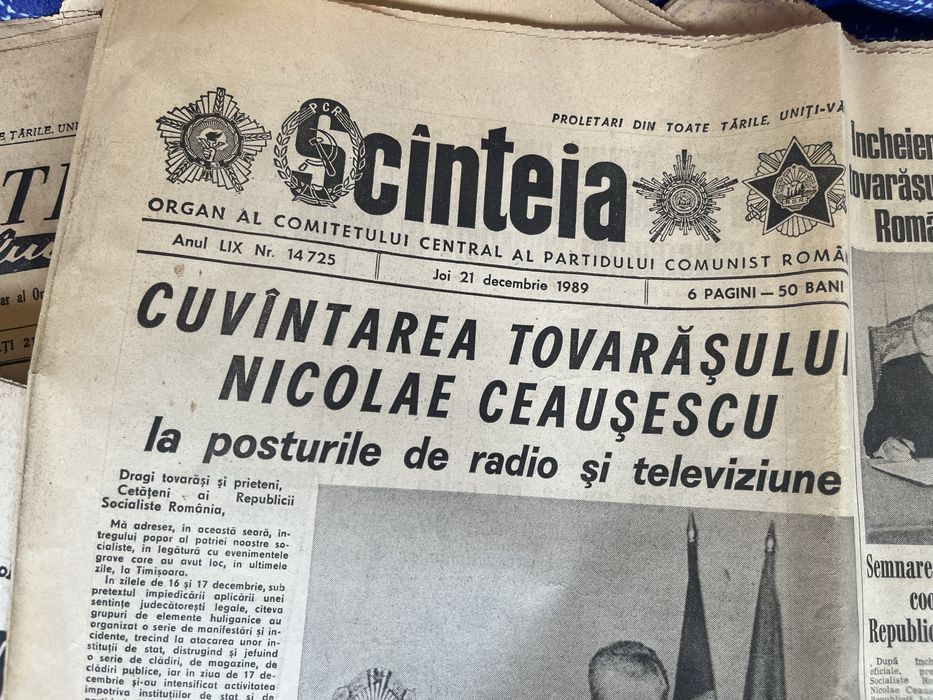 Se vinde ziarul Scanteia , Joi 21 Decembrei 1989! Plus ce se vede !