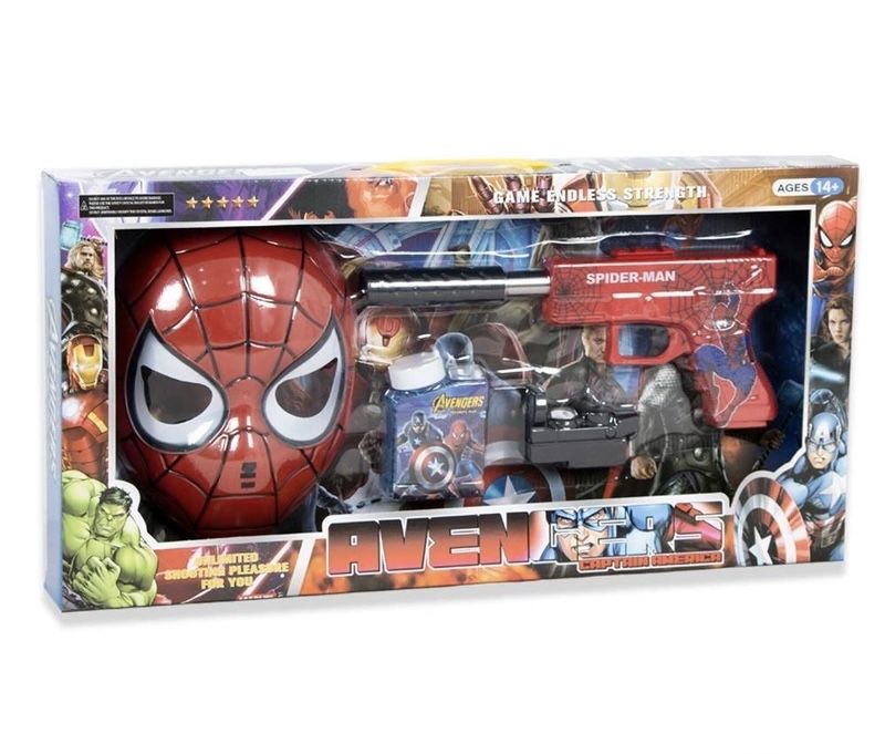 Комплект пистолет на Спайдърмен + маска Spiderman Avengers Отмъстителите