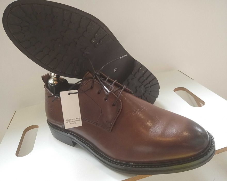 Pantofi derby 40.5 41 plain toe ZIGN London piele naturala burgundy