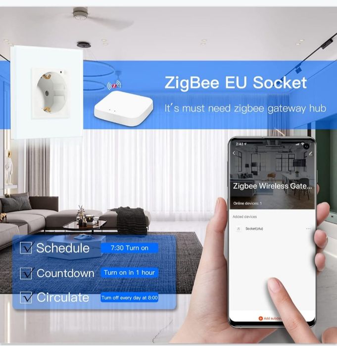 Priză simplă inteligentă Tuya / SmartLife WiFi BSEED 16A