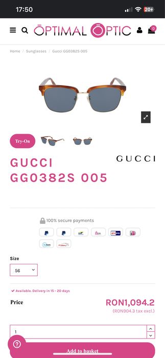 Ochelari de soare unisex Gucci linia albastră maro originali