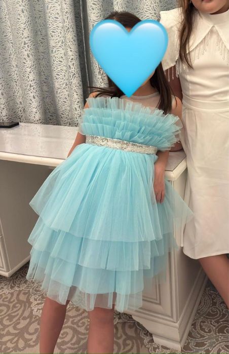 Платье для девочки, 6 лет, Турция с ободком