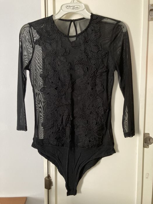 Body dantela negru S