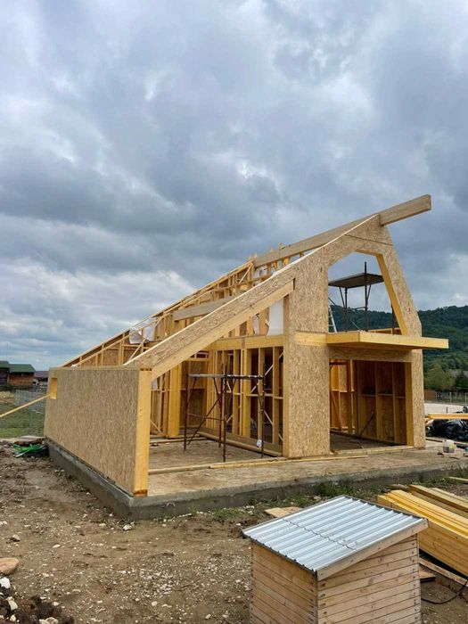Cabana stil A-Frame, Casa, Foisoare si Terase din structura de lemn