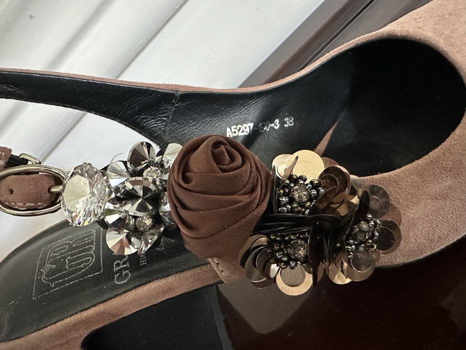 Pantofi eleganti din piele intoarsă cu toc - GRACIANA marimea 38