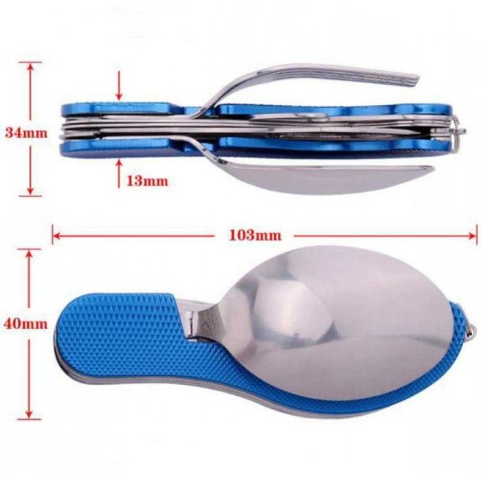 Туристическо джобно ножче с вилица и лъжица 4 в 1