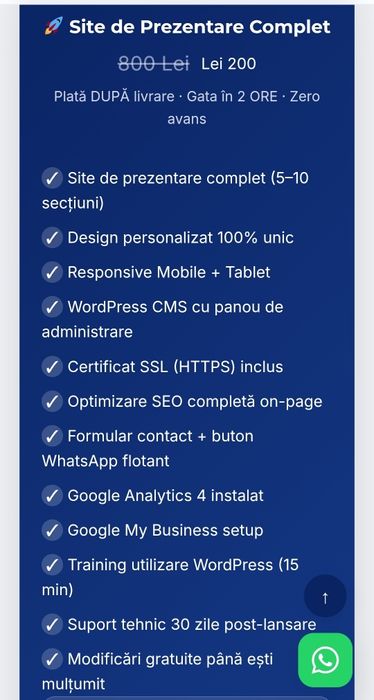 Creare Site de Prezentare | Fără Avans, Plătești la Final | Doar 200 Lei