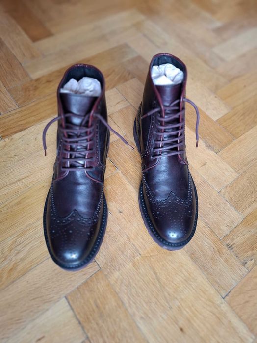 Ghete cizme oxford Massimo Dutti, bărbătești, piele naturala, maro, 42