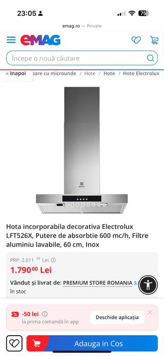 Hota incorporabila decorativa Electrolux LFT526X