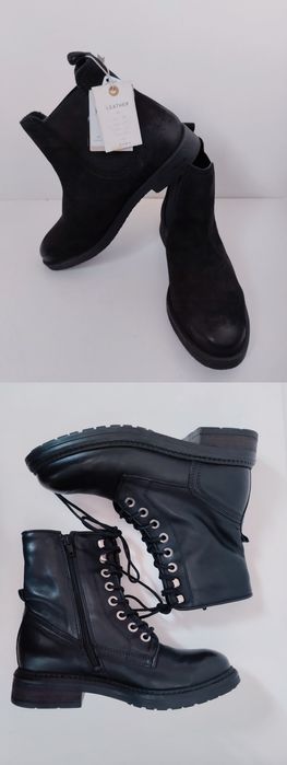 Нови Zign и Zara Дамски Боти Естествена Кожа Номер 37