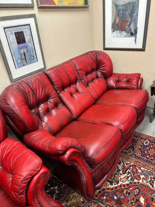 Класически диван Честърфийлд и 2 фотьойла