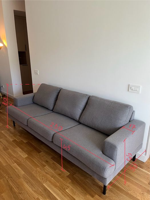 Canapea 3 locuri, 230x90 cm – stare foarte bună