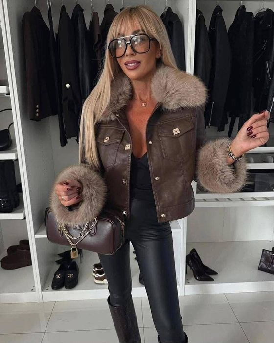 Кожено яке с пух