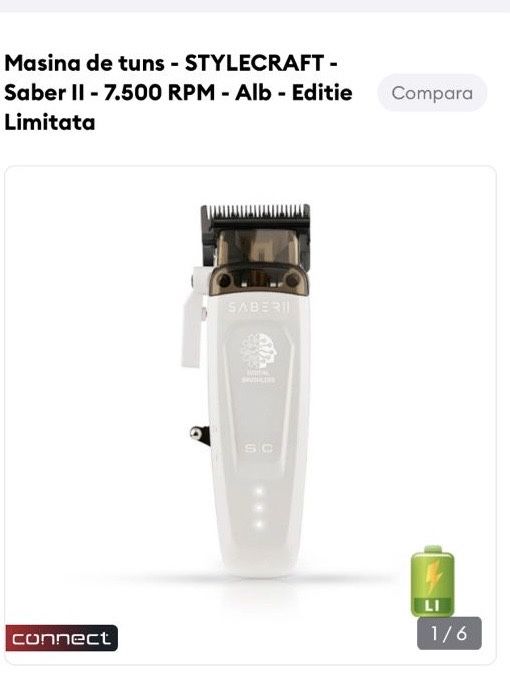 Masina de tuns Stylecraft saber ll blak + alb