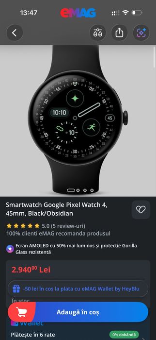Smartwatch google pixel seria 4 - 45 mm